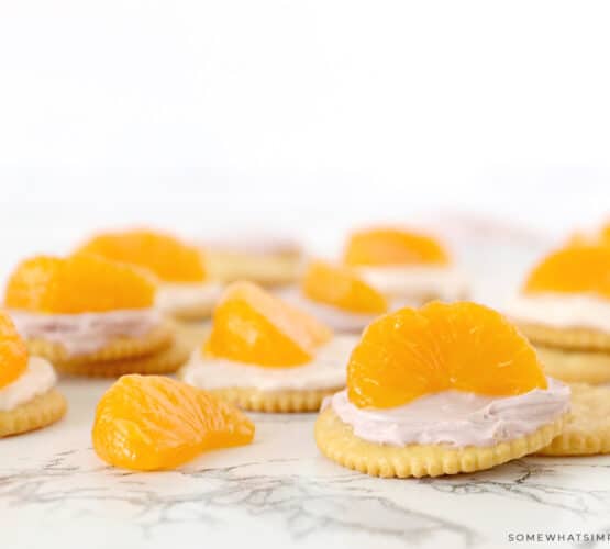 close up of cream cheese crackers