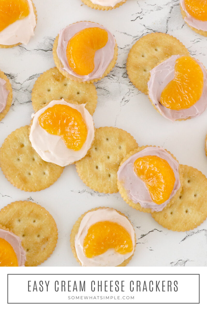 long image of cream cheese cracker snacks with mandarin oranges