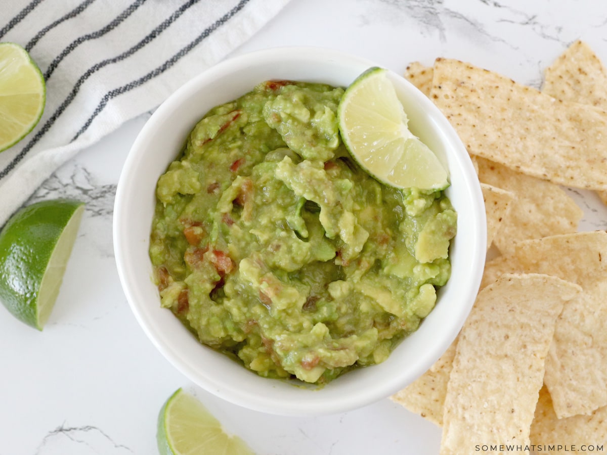 close up of a bowl of guacamole