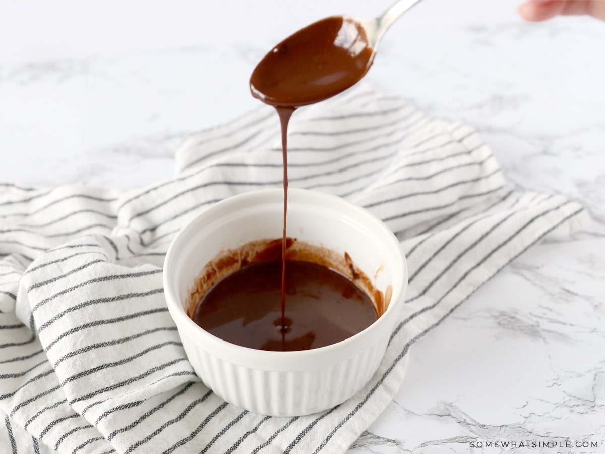 melting chocolate and butter in a small bowl