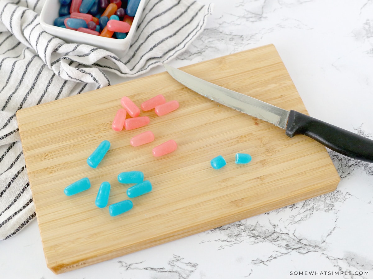 cutting mike and ike candies in half