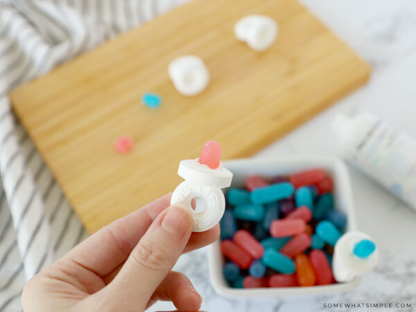 showing a candy pacifier made with life savers and small candies