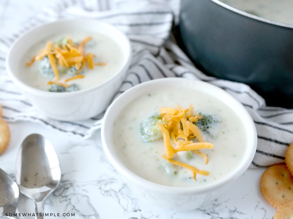 2 small bowls of cream of broccoli soup