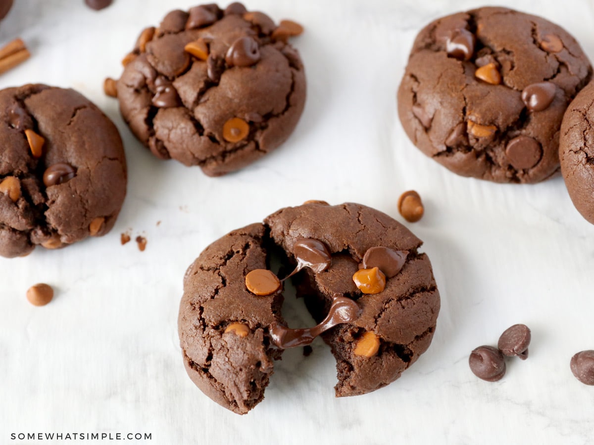 split cookies showing the soft texture