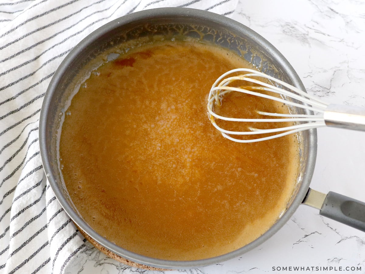 whisking in some butter to a caramel sauce
