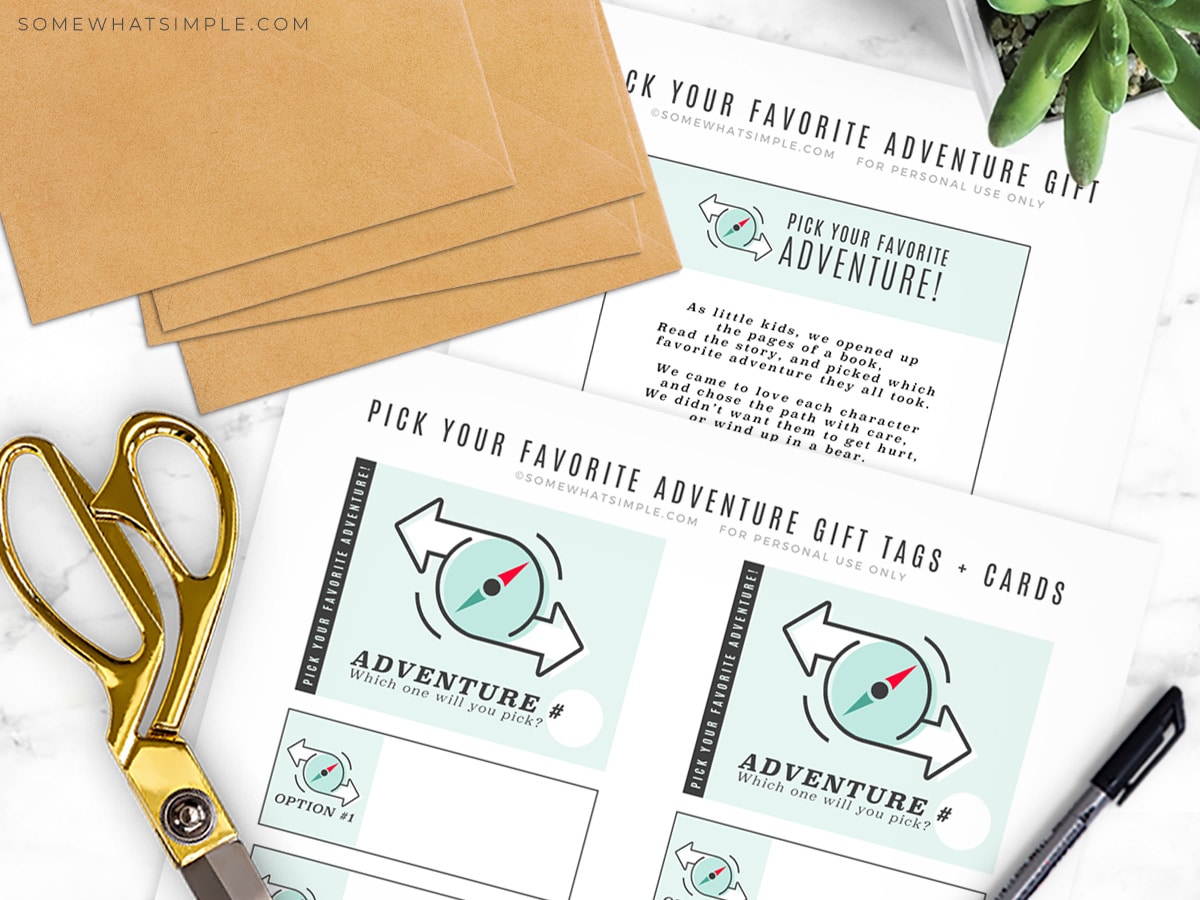 pick your favorite adventure gift for birthday printables