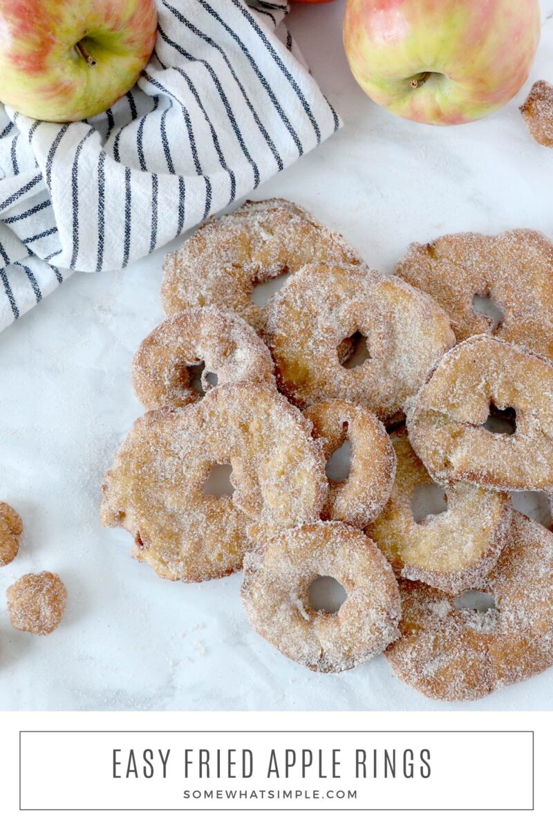 long image of a pile of fried apple slices