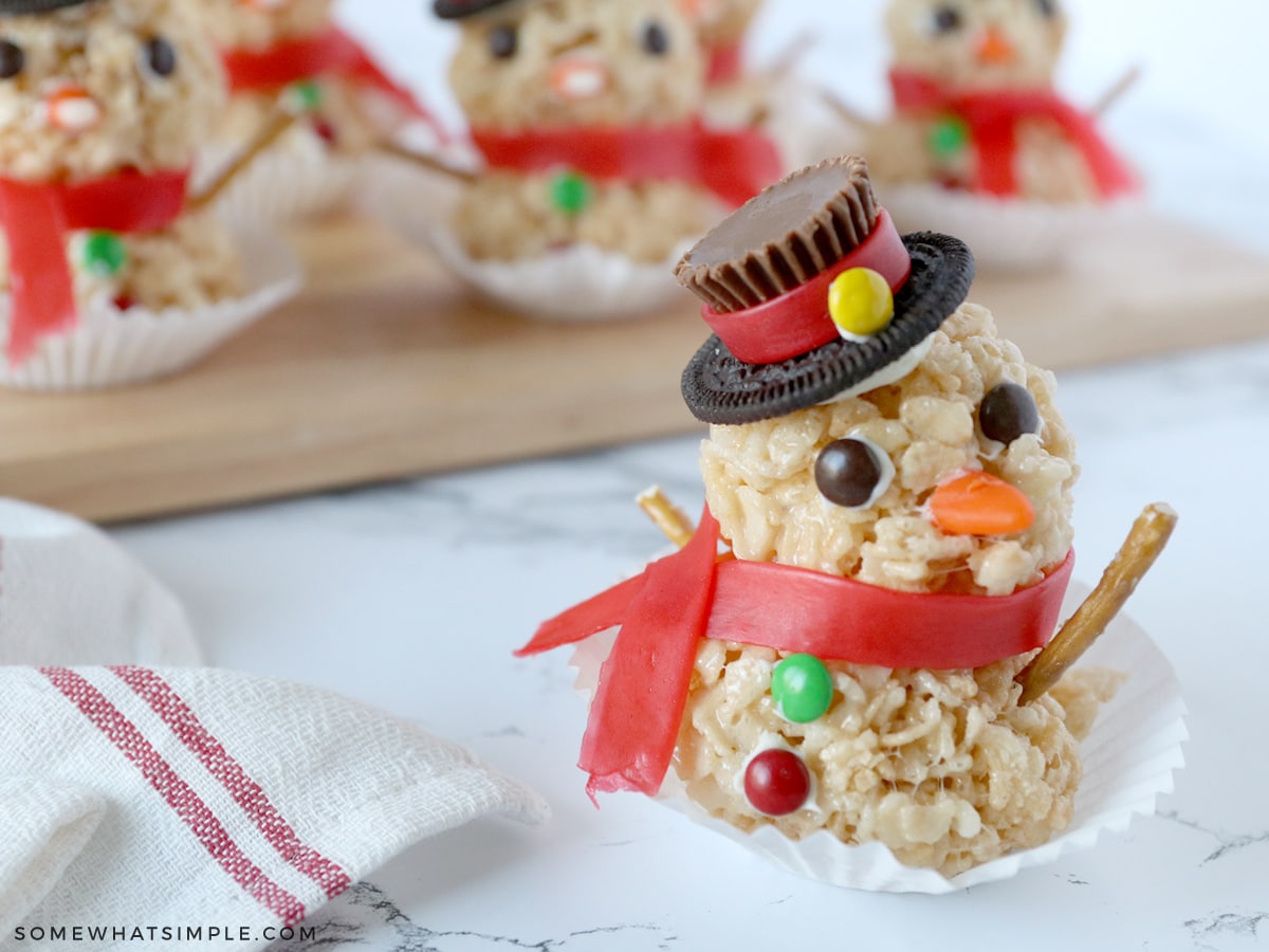 snowmen made from rice krispie treats