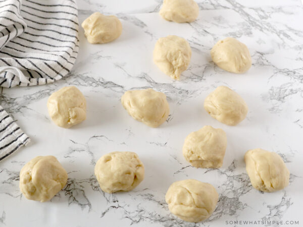 balls of dough on the counter