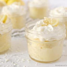 mini lemon souffle in a glass cup