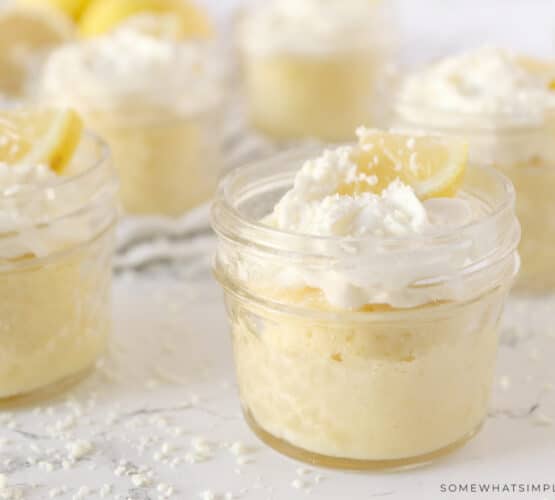 mini lemon souffle in a glass cup