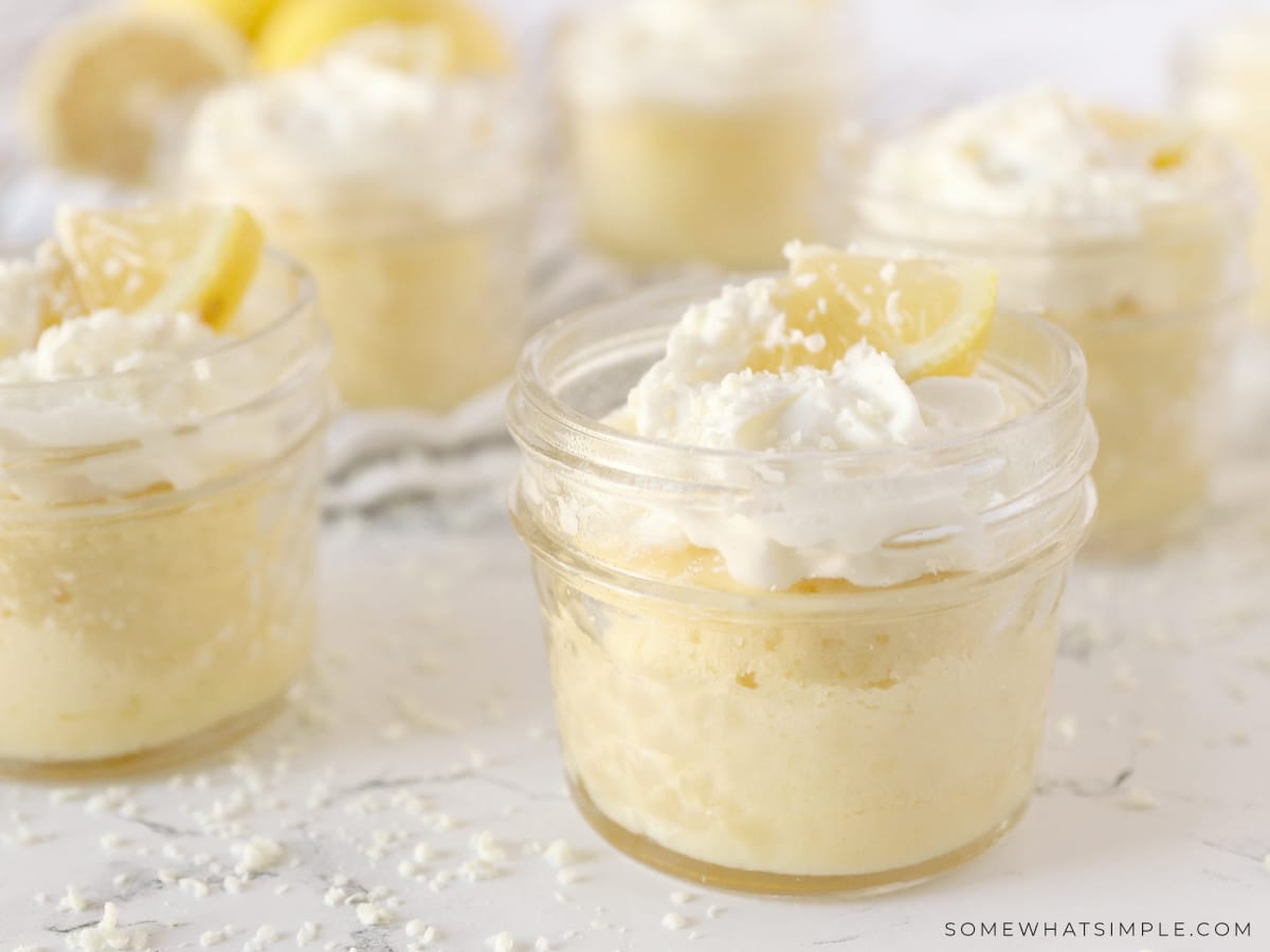 mini lemon souffle in a glass cup