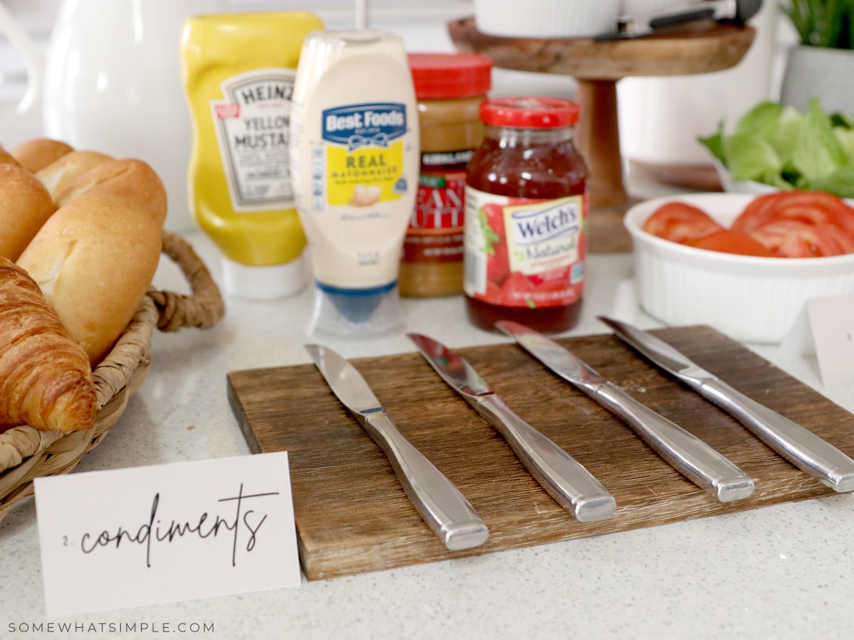 condiments for a sandwich bar