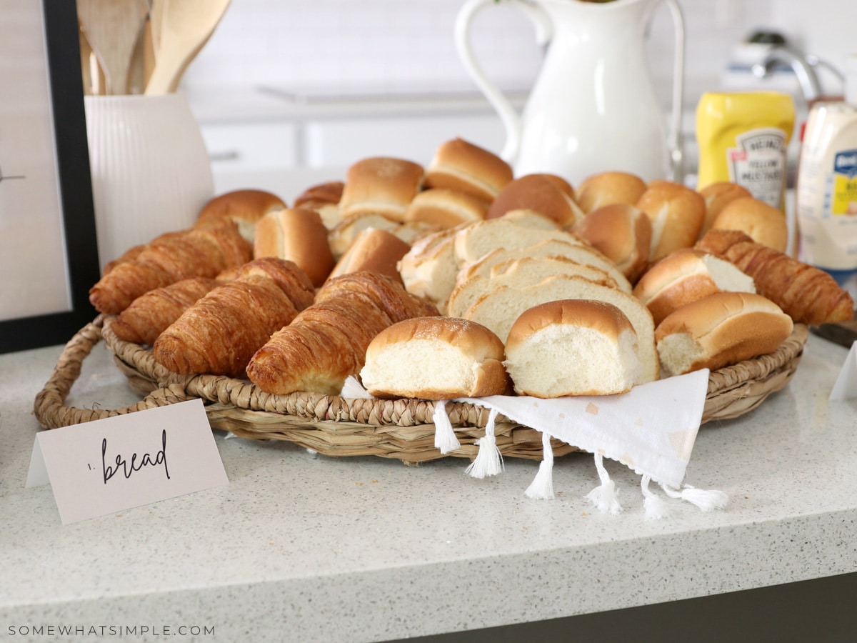 basket of bread on a counter