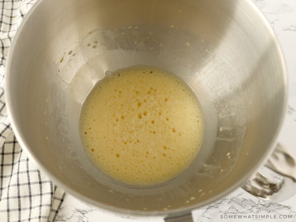 mixing wet brownie ingredients