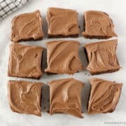 9 brownies sitting on a counter in a grid layout