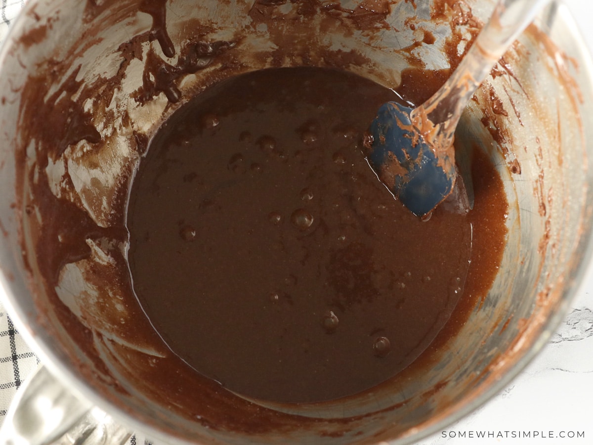 mixing chocolate brownie mix