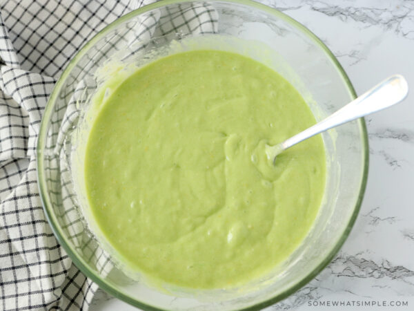 mixing ingredients for the key lime cake