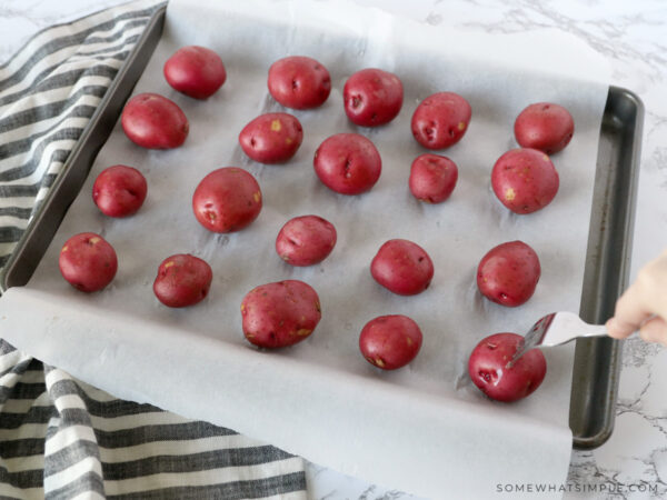 baking red potatoes on a cookie sheet