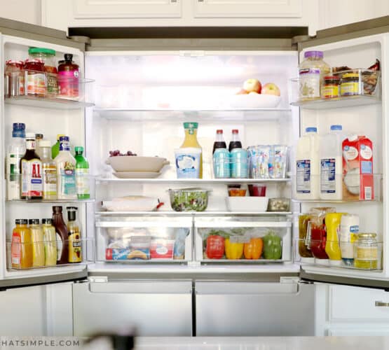 clean fridge with doors open