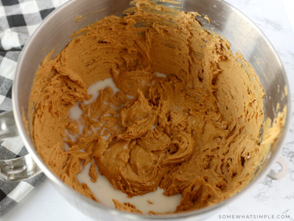making the peanut butter layer of peanut butter bars