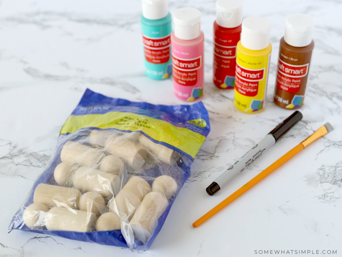 materials needed to make wooden spool dolls