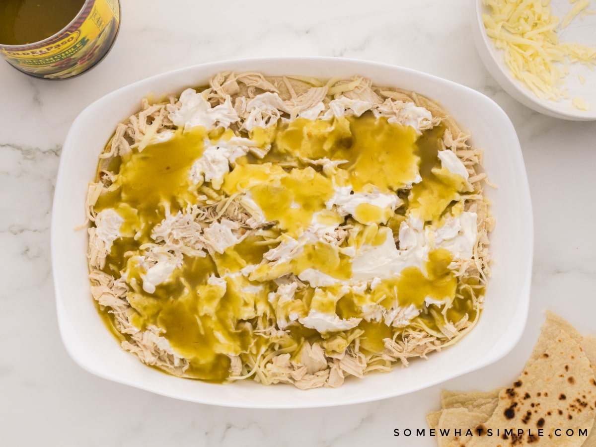 layering an enchilada casserole