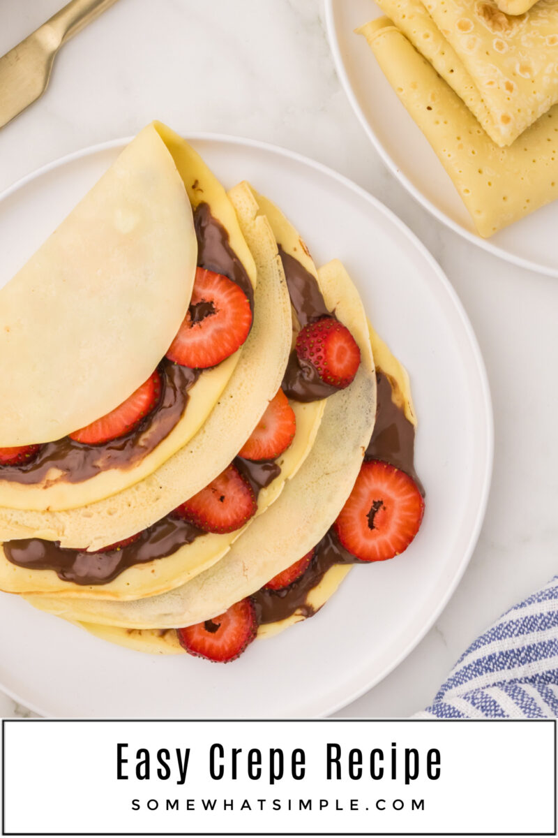 long image of strawberry and nutella crepes