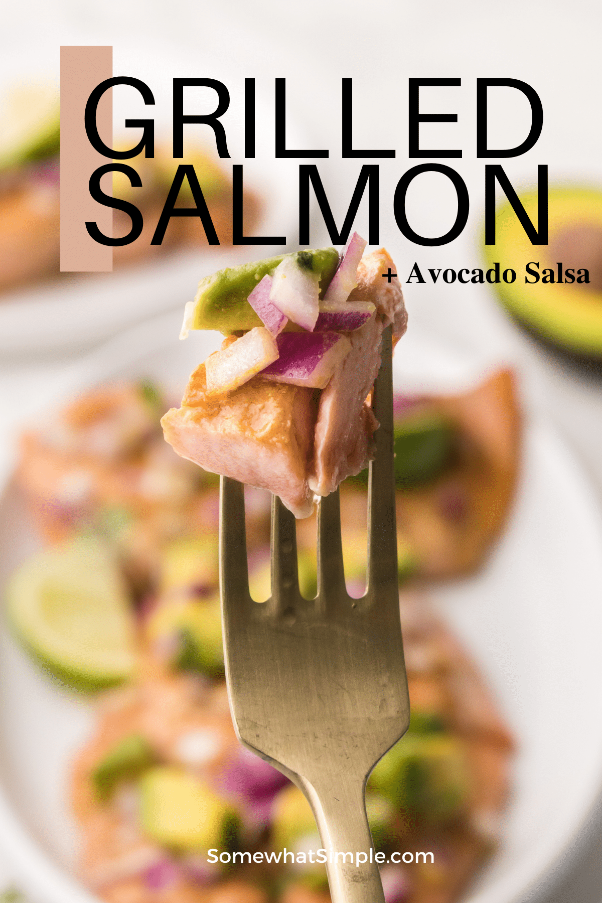 This recipe for grilled salmon with avocado salsa is a healthy, low-carb, simple meal idea that is easy to make in under 30 minutes! Tender flaky grilled salmon paired with a refreshing zesty avocado salsa makes for a delightful and impressive dinner for busy weeknights and special occasions! via @somewhatsimple