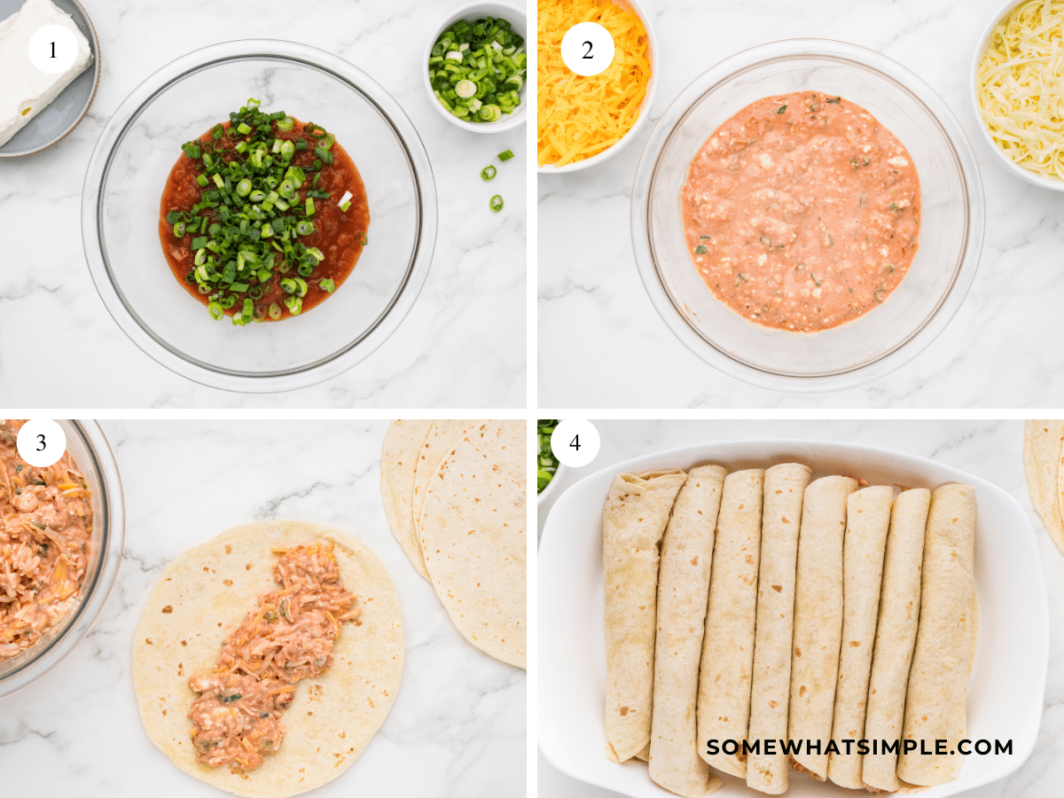 3 Cheese Enchiladas directions in a 4x4 grid