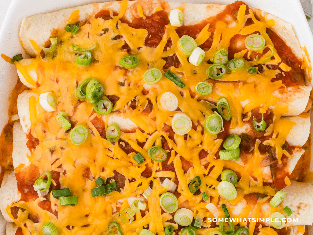 close up of 3 Cheese Enchiladas finished product