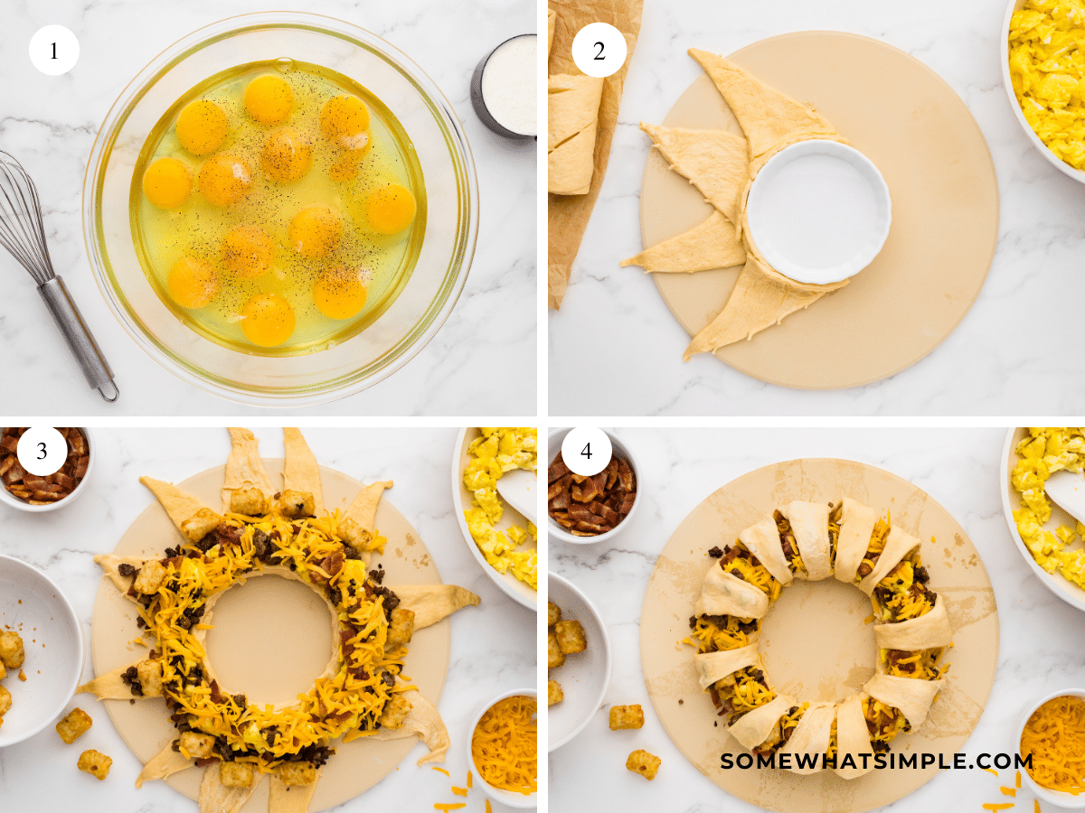 Breakfast Crescent Ring directions in a 4x4 grid