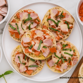 finishes product of Bruschetta breakfast on white plate