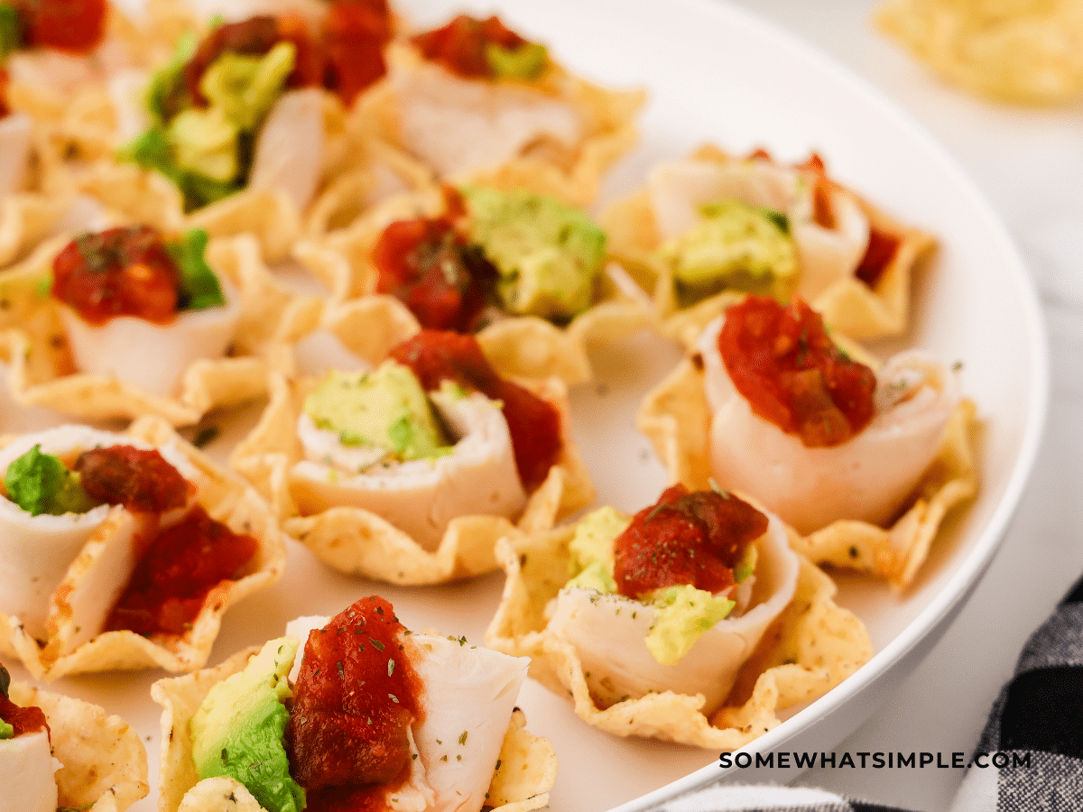 finished product of Chicken Avocado Appetizer on a white dish