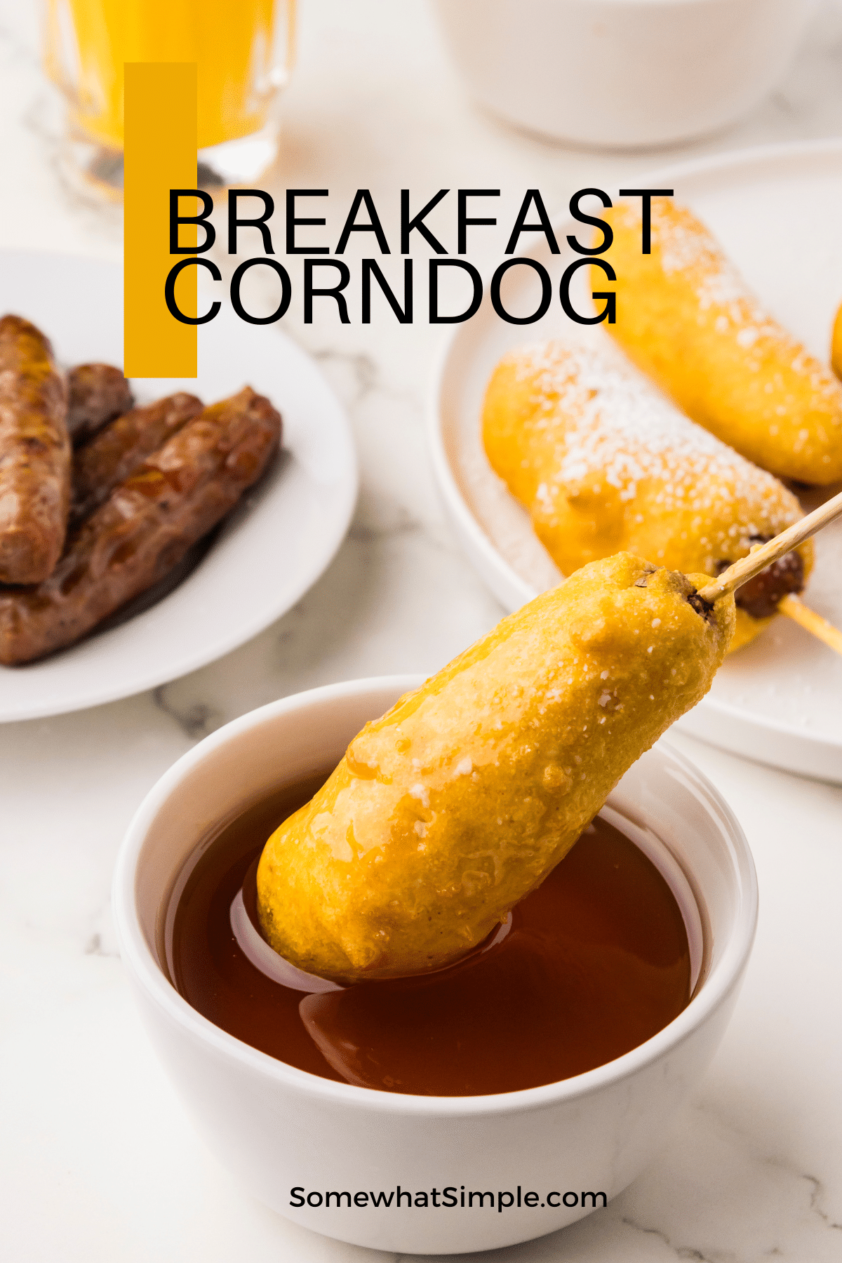 Easy, delicious, and fun to eat, these Breakfast Corn Dogs are a morning-friendly twist on a classic lunch or dinner. via @somewhatsimple