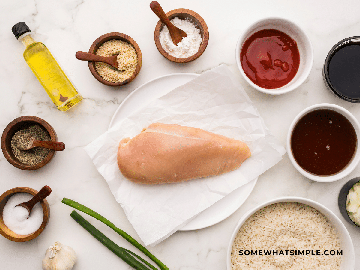 ingredients for Honey Sesame Chicken