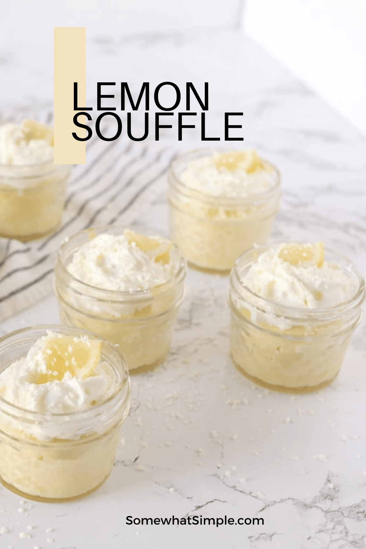 Lemon souffle is light and fluffy and makes the perfect individually portioned dessert! Made with the perfect amount of lemon flavor, they're a perfect summertime treat! via @somewhatsimple