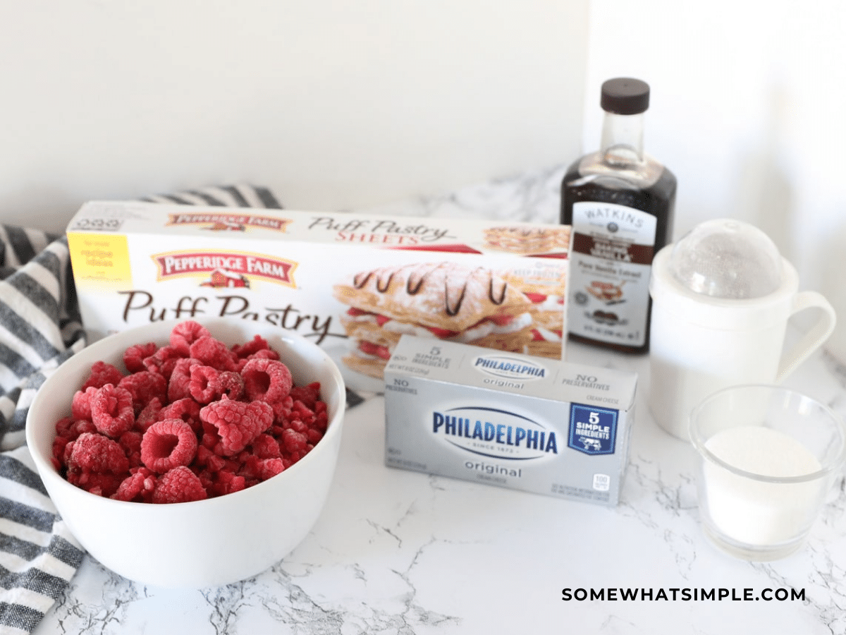 ingredients for raspberry pastries