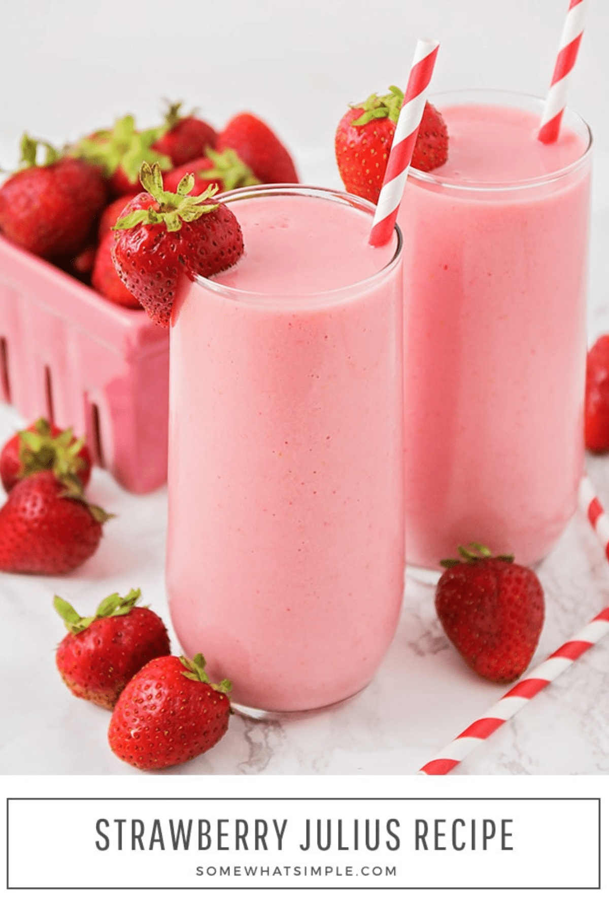 Made with simple ingredients and bursting with fresh strawberry flavor, this delightful Strawberry Julius recipe is sure to become a new summer favorite. via @somewhatsimple