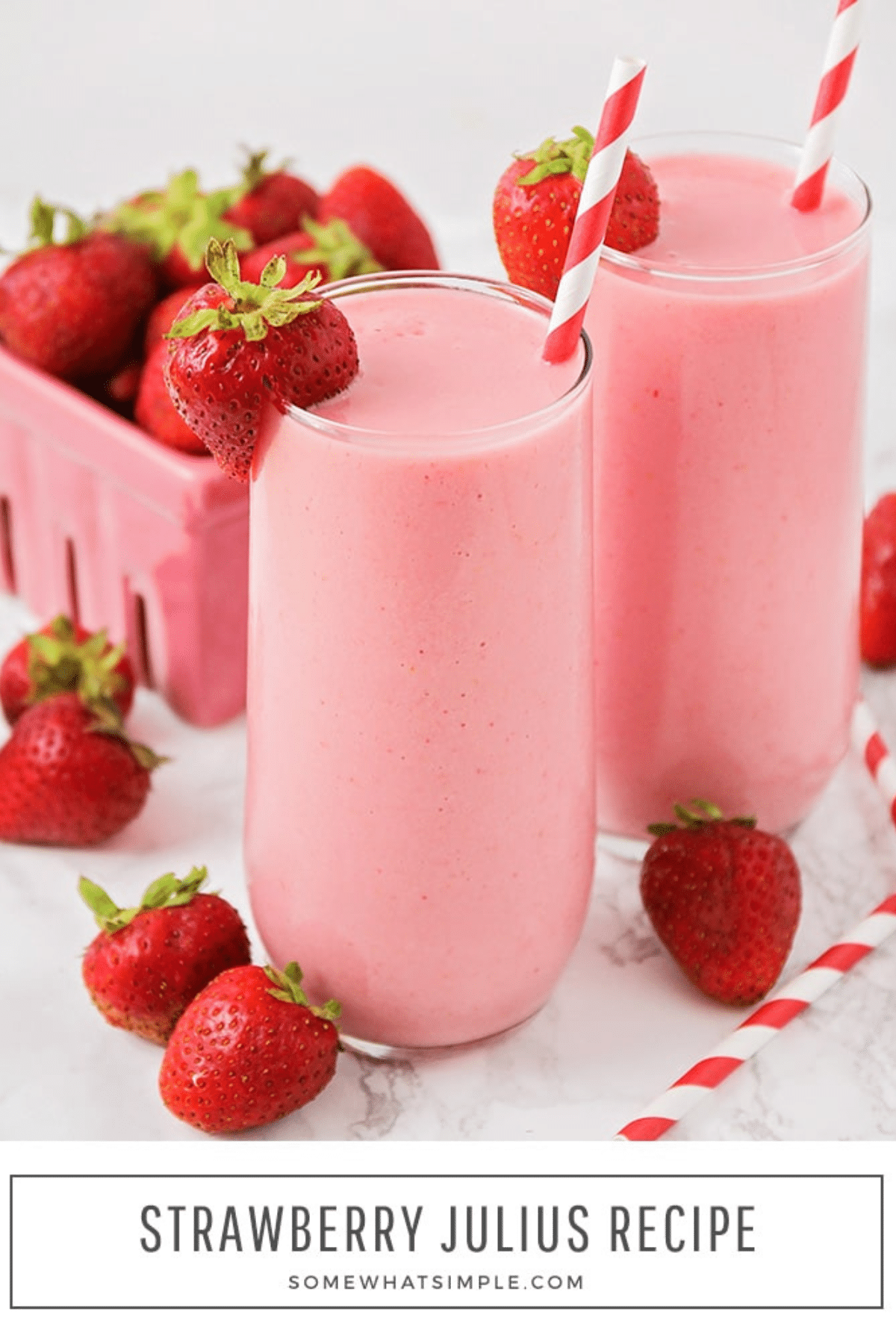 Made with simple ingredients and bursting with flavor, this delightful Strawberry Julius recipe is sure to become a new summer favorite! via @somewhatsimple