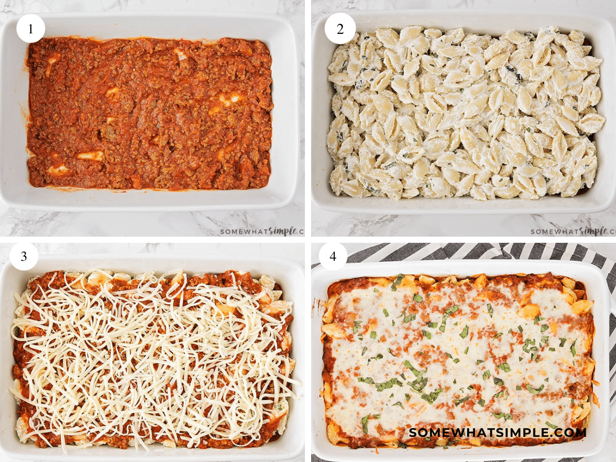 step by step instructions for how to make Unstuffed Shells