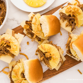 overhead shot of Hawaiian Pulled Pork Sandwiches