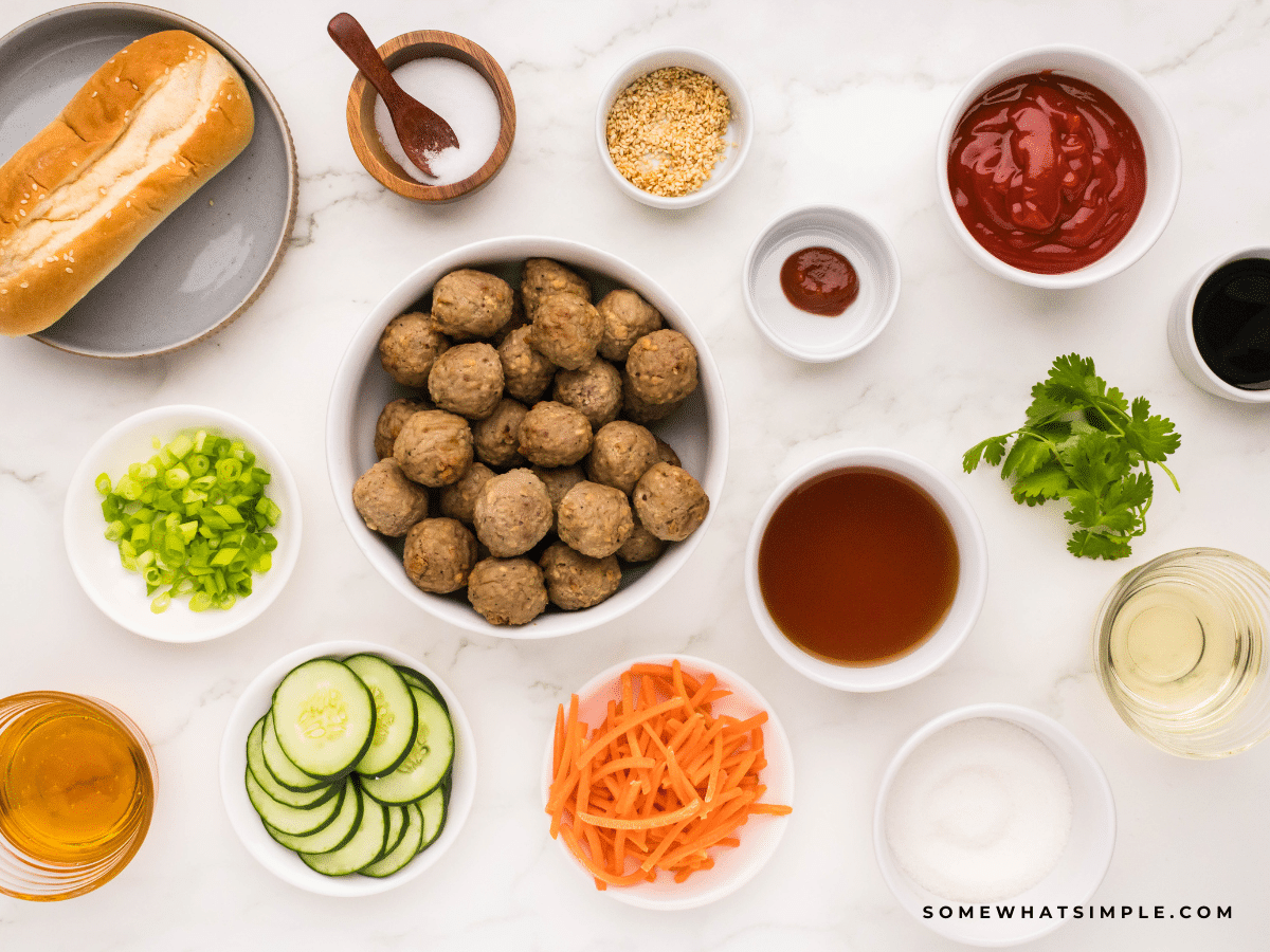 ingredients needed to make Asian Meatball Sandwiches