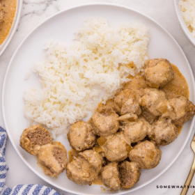 finished plate of swedish meatballs