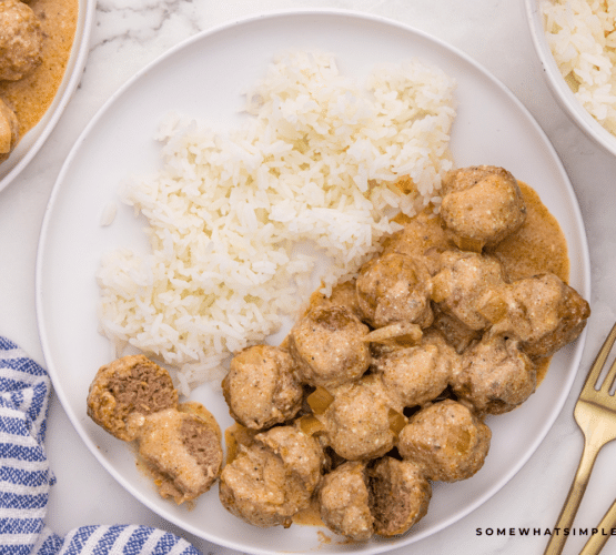 finished plate of swedish meatballs