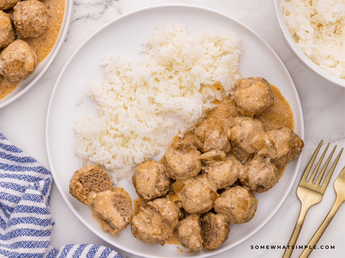 finished plate of swedish meatballs