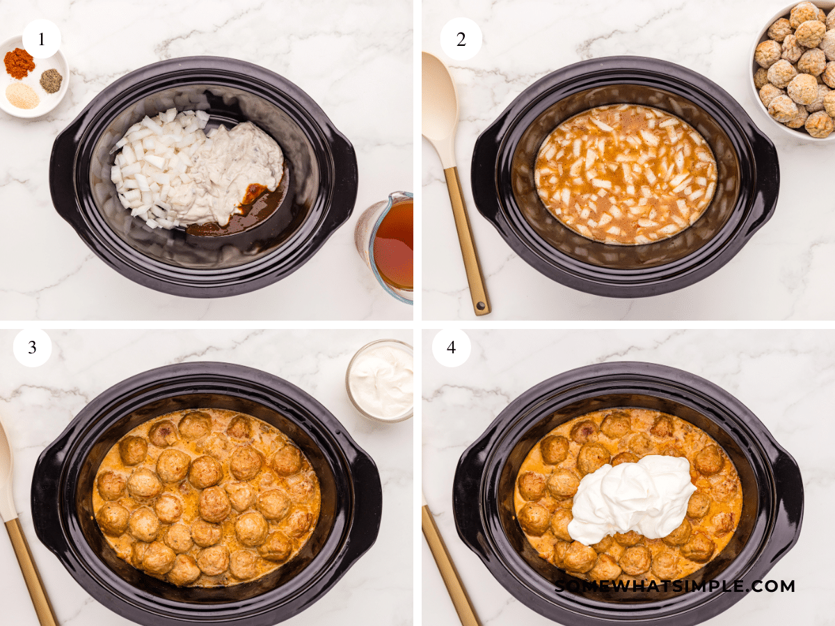 collage of images showing how to make swedish meatballs