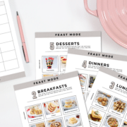 Meal Planning Worksheets on a white counter