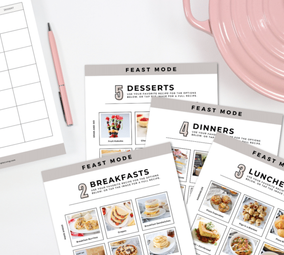 Meal Planning Worksheets on a white counter