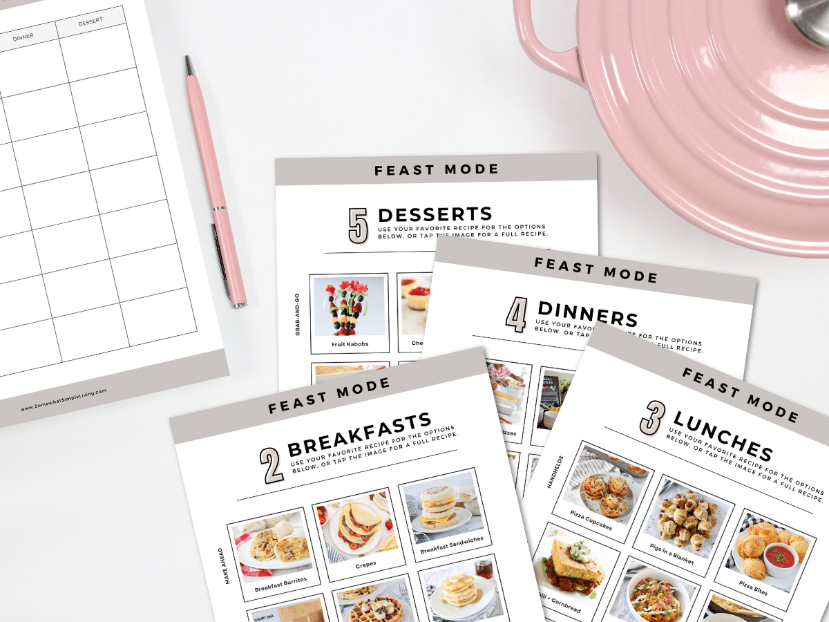 Meal Planning Worksheets on a white counter